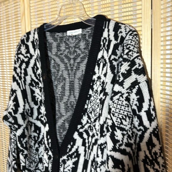 Jamie Scott Vintage 1990s Y2K Black White William Morris Pattern Cardigan Small - Picture 4 of 16